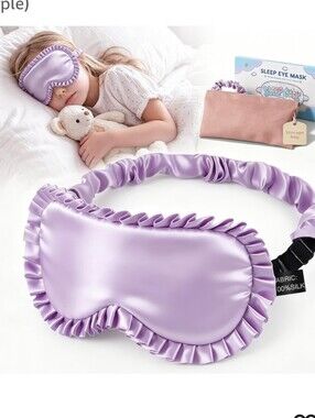 Purple Kids Silk Sleep Mask, 22 Momme 100% Mulberry Silk Eye Mask